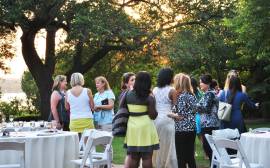 Women chatting at an event
